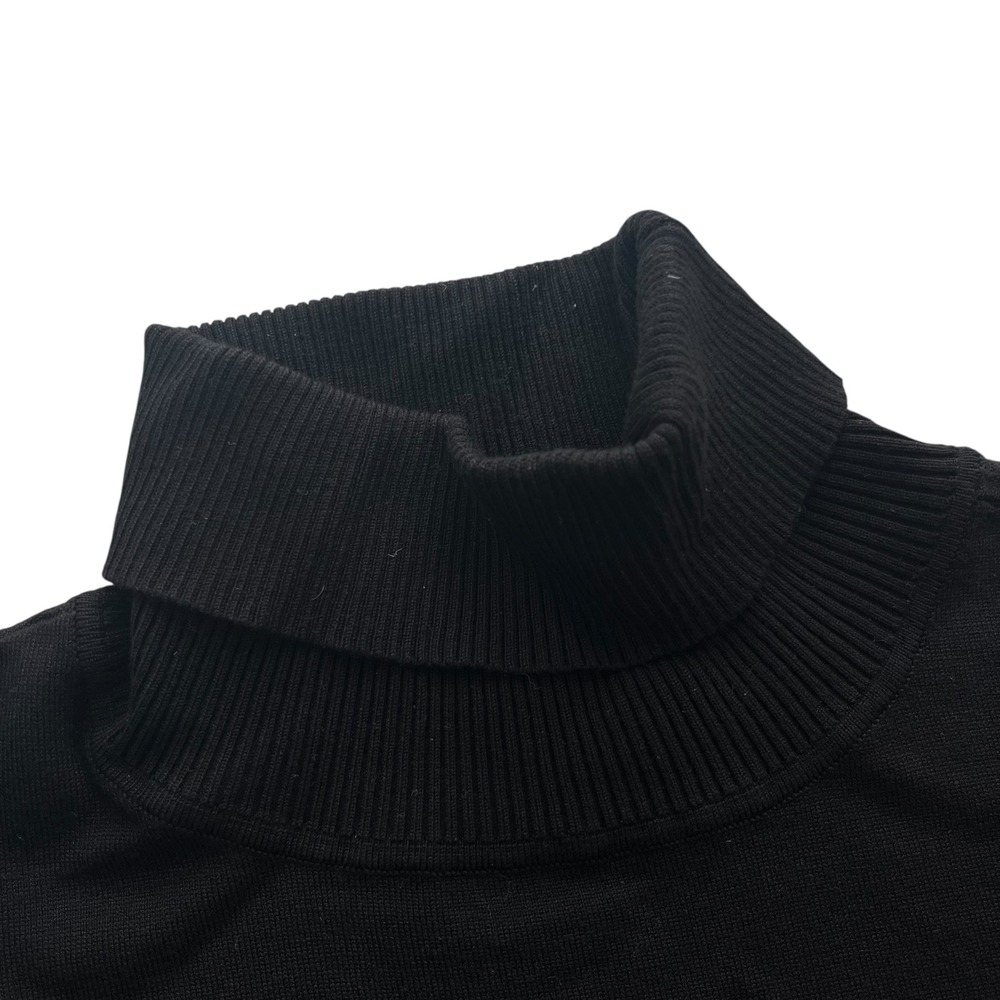 525 America Women Sz L Black Cold Shoulder Turtleneck Ribbed Knit Sweater Grunge - Picture 6 of 15